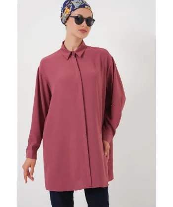 Uzun Gömlek Tunik 5945 - Gül Kurusu