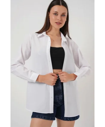 Uzun Kol Basic Gömlek 20279 - Beyaz