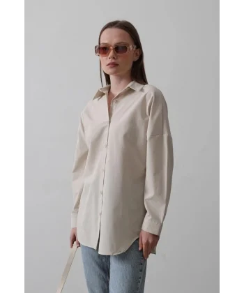 Uzun Kol Gömlek - Bej