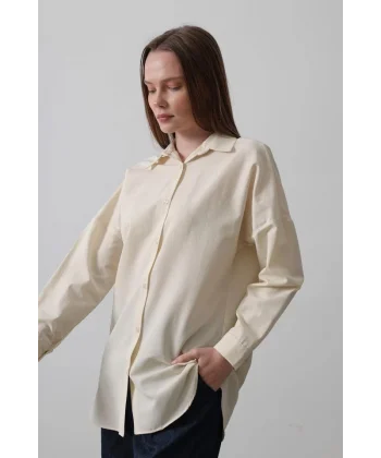 Uzun Kol Gömlek - Ekru