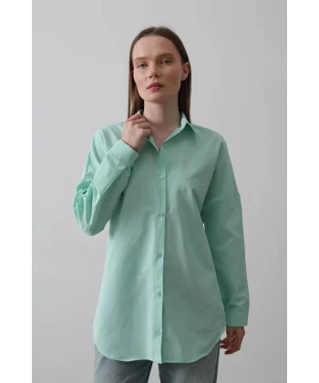 Uzun Kol Gömlek - Mint