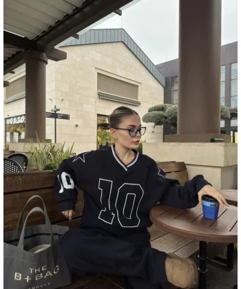 V Yaka Üç İplik weat Takım  iyah