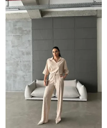 VARAKLI BLUZ PANTOLON TAKIM - Bej