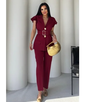 Vatkalı Yelek Pantolon İkili Takım