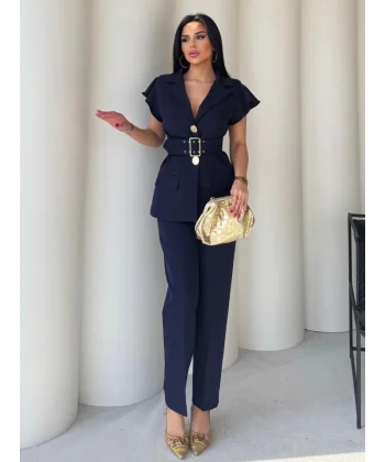 Vatkalı Yelek Pantolon İkili Takım