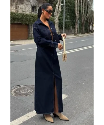 Veronika Yırtmaçlı Denim Takım 9913