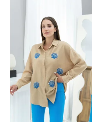 Vizon Deniz Kabuk Desenli Gömlek