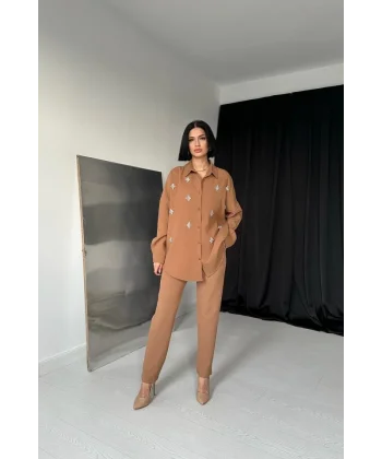 Vizon Gömleği Taşlı Fitilli Takım