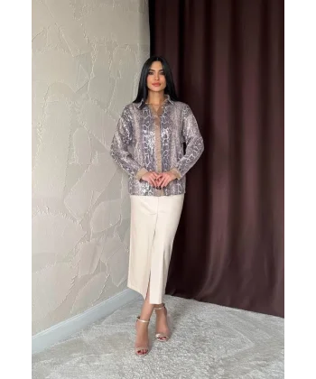 Vizon Işıltılı Garni Gömlek