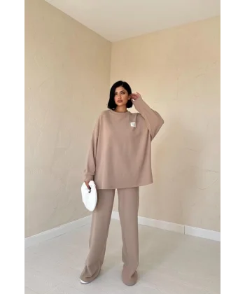 Vizon Klasik Fitilli Kazak Ve Pantolon Takım