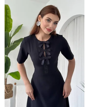 Wera Taşlı Fiyonk Detaylı Elbise