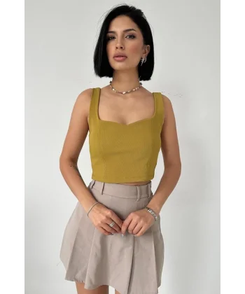Yağ Yeşili Askılı Bluz