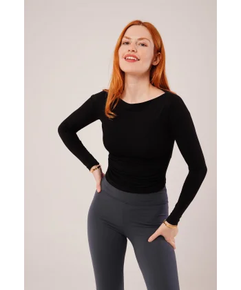 Yaka Detay Uzun Kollu Basic iyah Bluz