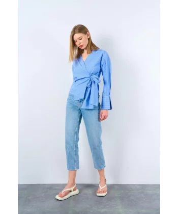 Yandan Bağalamalı Gömlek  aviBeyaz