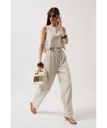 Yandan Bağlamalı Crop Bluz