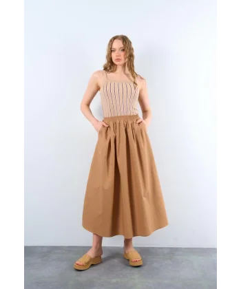 Yandan Cepli Etek  KAHVE