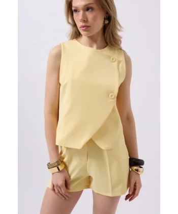 Yandan Düğmeli Dokuma Yelek