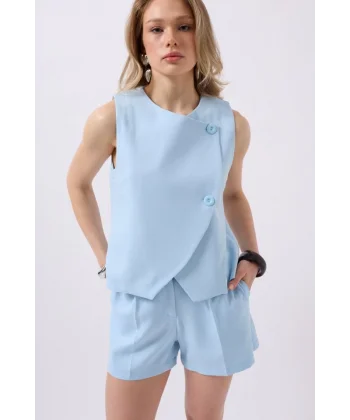 Yandan Düğmeli Dokuma Yelek