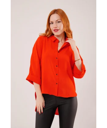 Yarasa Kol Rahat Kalıp Turuncu Gömlek