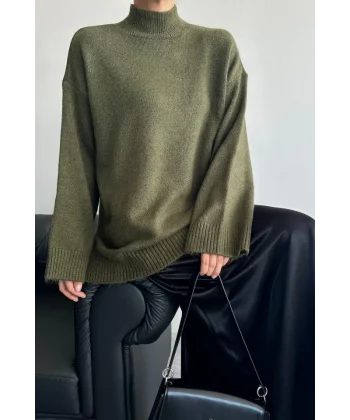 Yarım Balıkçı Uzun Kazak - Haki