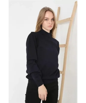 Yarım Balıkçı Yaka Triko Kazak  acivert