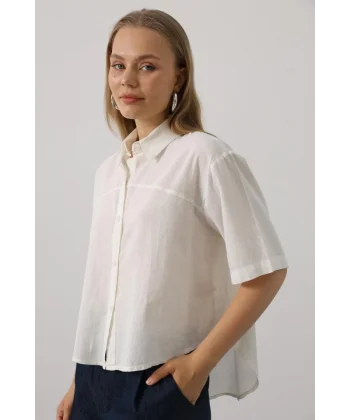 Yarım Kol Gömlek - Beyaz