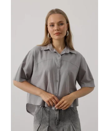 Yarım Kol Gömlek - Gri