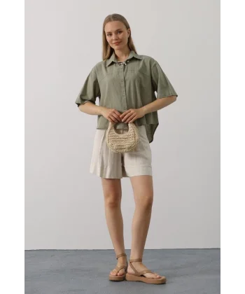 Yarım Kol Gömlek - Haki