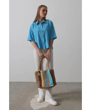 Yarım Kol Gömlek - Turkuaz