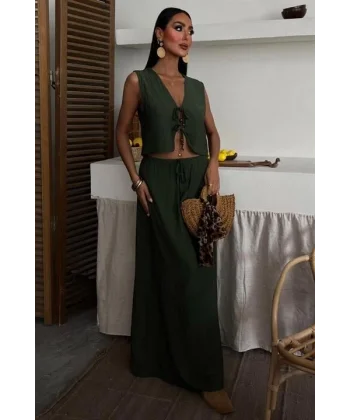 Yelek Önden Bağlamalı Uzun Etekli Takım 10192