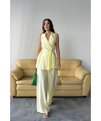 YELEK - PANTOLON TAKIM ÇİLEK KUMAŞ - Sarı