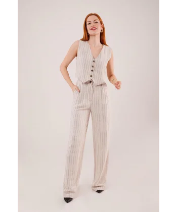 Yelek Ve Pantolon iyah Şeritli İkili Takım