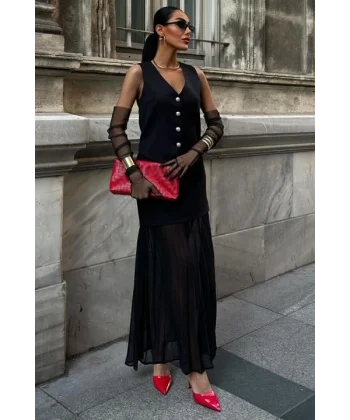 Yelek Ve Pilise Etekli Premium Takım 10096