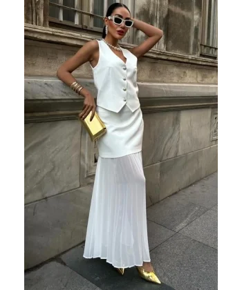 Yelek Ve Pilise Etekli Premium Takım 10096