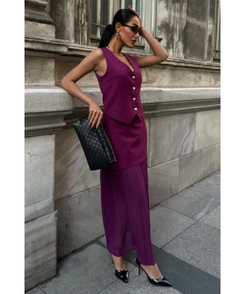 Yelek Ve Pilise Etekli Premium Takım 10096