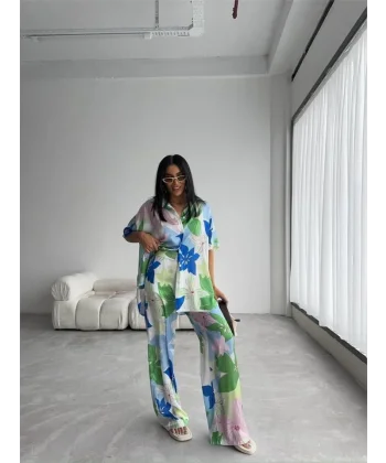 YEŞİ BÜYÜK ÇİÇEK DEEN ATEN GÖEKPANTOON TAKI  Yeşil