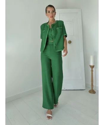 Yeşil Askılı Büstiyer Ceket Ve Pantolon Takım