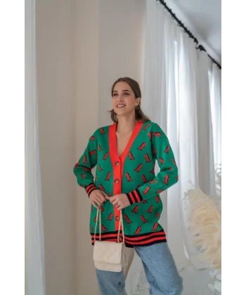 Yeşil Desenli Hırka