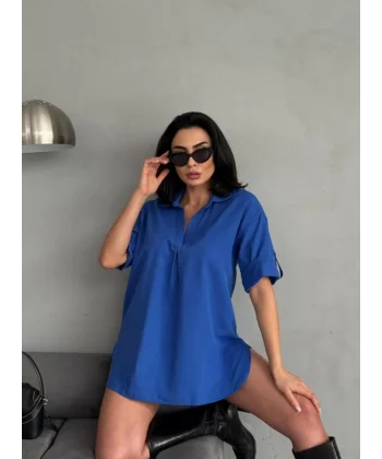 Yırtmaç Detaylı Tunik Gömlek