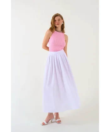 Yırtmaçlı Etek  Beyaz