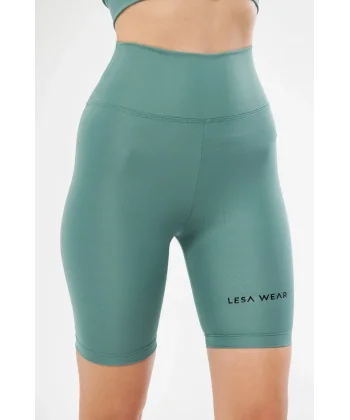 Yüksek Bel Biker Sporcu Şort - Mint Yeşili