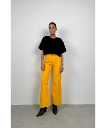 Yüksek Bel Boru Paça Jean