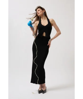 Yüksek Bel Dokulu Etek