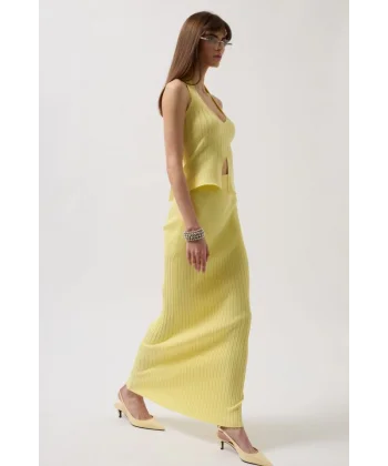 Yüksek Bel Dokulu Etek