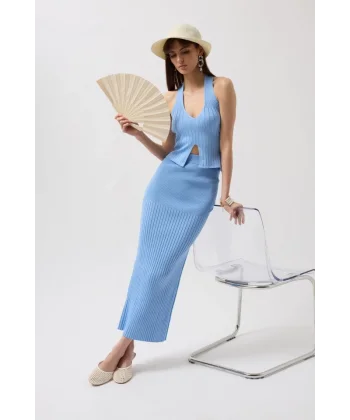 Yüksek Bel Dokulu Etek