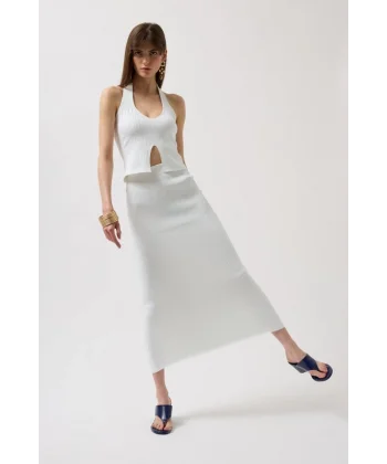 Yüksek Bel Dokulu Etek