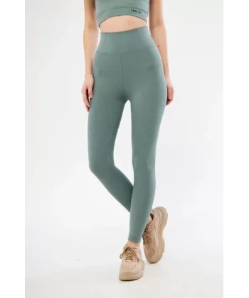 Yüksek Bel Fitilli Tayt - Buz Mavisi