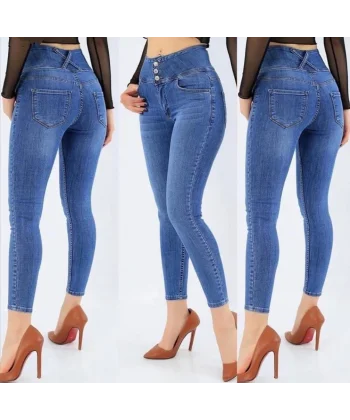 Yüksek Bel ikralı Jean Pantolon 90 Cm
