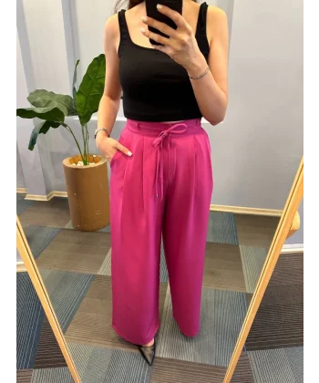 Yüksek Bel Kordon Detayli Pantolon