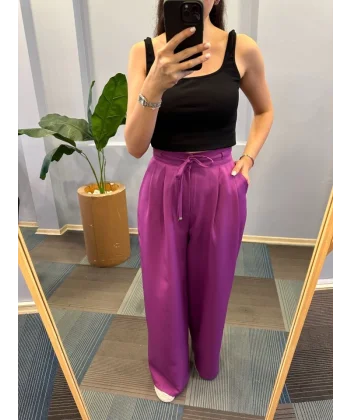 Yüksek Bel Kordon Detayli Pantolon